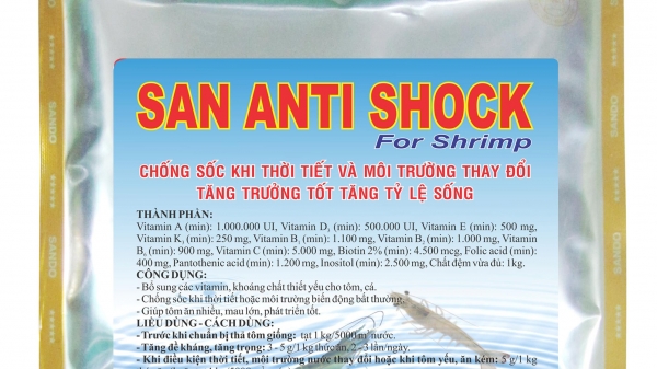 San Anti Shock tiếp sức nuôi tôm, cá mùa nắng nóng