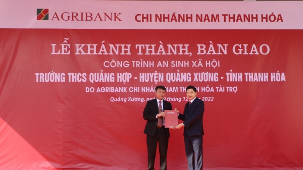Agribank tài trợ 100% kinh phí xây dựng trường THCS Quảng Hợp
