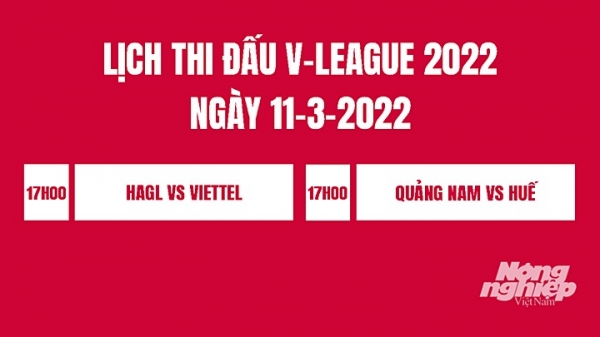 Lịch thi đấu bóng đá V-League 2022 hôm nay 11/3