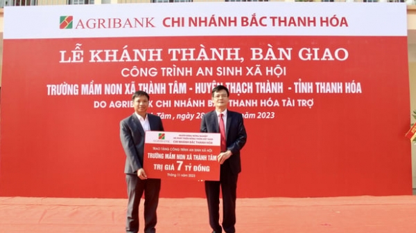 Agribank Bắc Thanh Hóa tài trợ 7 tỷ đồng xây dựng trường mầm non