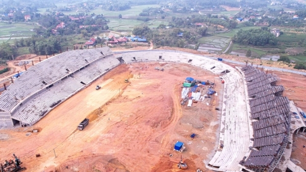 Nhiều hạng mục dự án sân vận động Thái Nguyên đạt và vượt tiến độ
