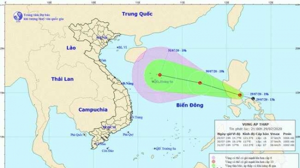 Tin áp thấp nhiệt đới tại Biển Đông mới nhất ngày 30/7/2020