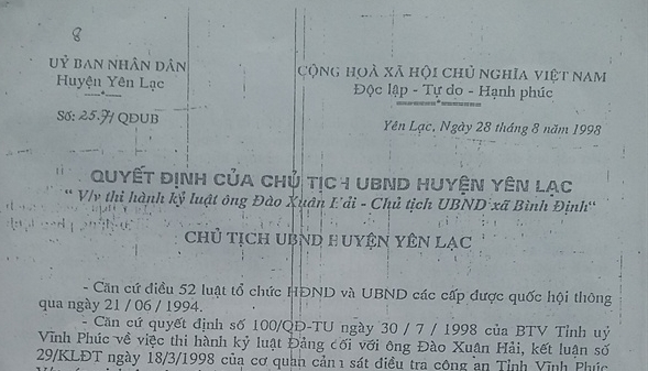 Hai điều Bí thư Huyện ủy Yên Lạc chưa nói thật