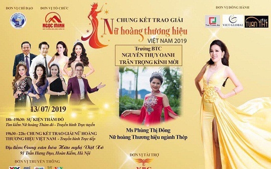 Vĩnh Phúc tái khẳng định không cấp phép 'Tôn vinh nữ hoàng thương hiệu Việt Nam 2019'