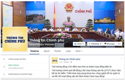 Chính phủ chính thức 'lên' facebook