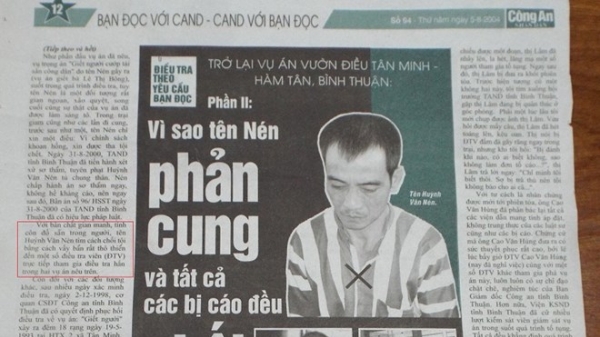 Người tù thế kỷ Huỳnh Văn Nén gửi đơn khiếu nại Báo Công an Nhân dân
