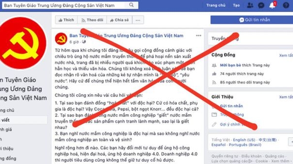 Ban Tuyên giáo Trung ương bị giả mạo tài khoản Facebook