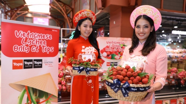 Vải thiều Lục Ngạn bán tại siêu thị Thái Lan giá 173.000 đồng/kg