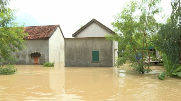 Nhiều vùng tại tâm lũ Quỳnh Lưu vẫn chìm trong nước