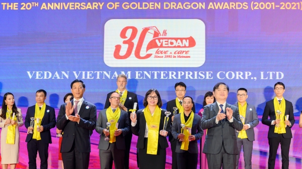 Vedan Việt Nam đón nhận ‘Giải thưởng Rồng Vàng 2020’