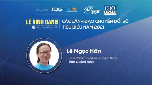 Bà Lê Ngọc Hân được vinh danh Lãnh đạo chuyển đổi số tiêu biểu 2021