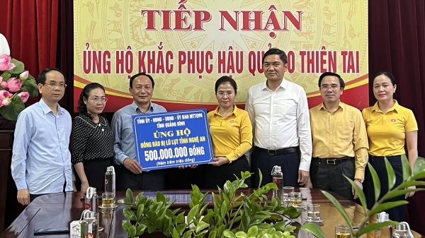 Quảng Bình hỗ trợ Nghệ An, Hà Tĩnh 800 triệu đồng khắc phục mưa lũ