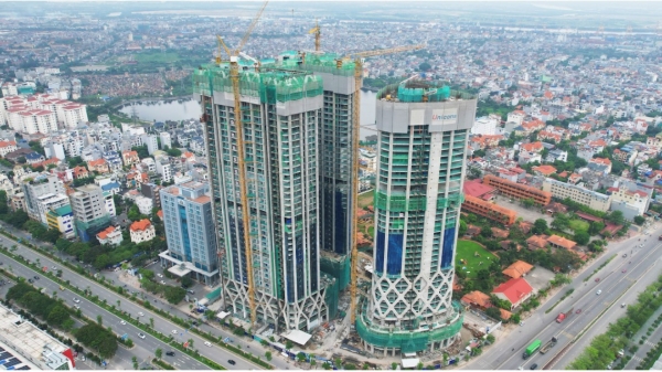 Tòa tháp Diamond Crown Hai Phong cao nhất thành phố Cảng chính thức cất nóc