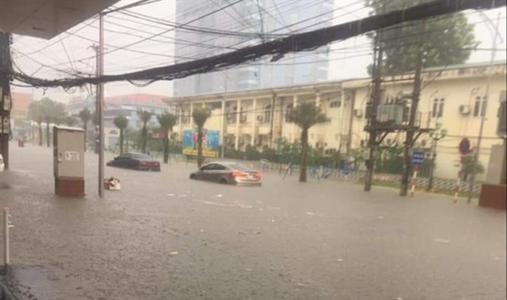 TP. Thái Nguyên lại chìm trong biển nước sau trận mưa kéo dài