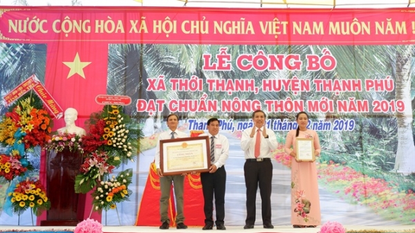Công bố xã Thới Thạnh, huyện Thạnh Phú đạt chuẩn nông thôn mới