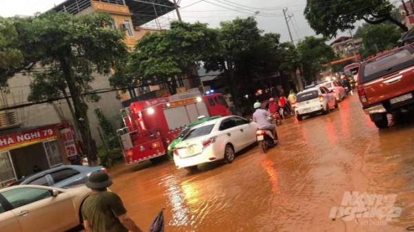 Mưa lớn gây ngập cục bộ tại thành phố Hà Giang