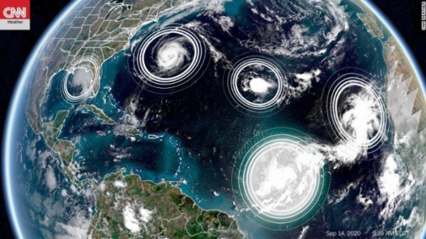 Hiếm gặp: 5 cơn bão nhiệt đới xuất hiện cùng lúc tại Đại Tây Dương
