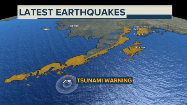 Mỹ ra cảnh báo sóng thần vì động đất 7,5 độ richter