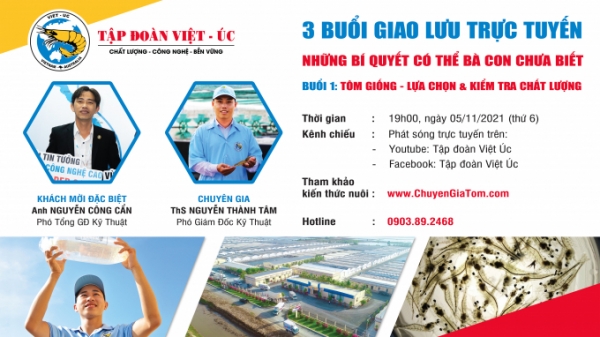 Giao lưu trực tuyến với chuyên gia tôm của Việt-Úc tối thứ 6 hàng tuần