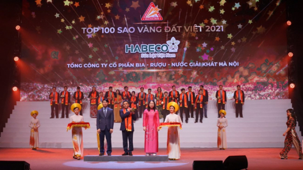 HABECO vinh dự đạt Top 100 doanh nghiệp 'Sao vàng Đất Việt 2021'