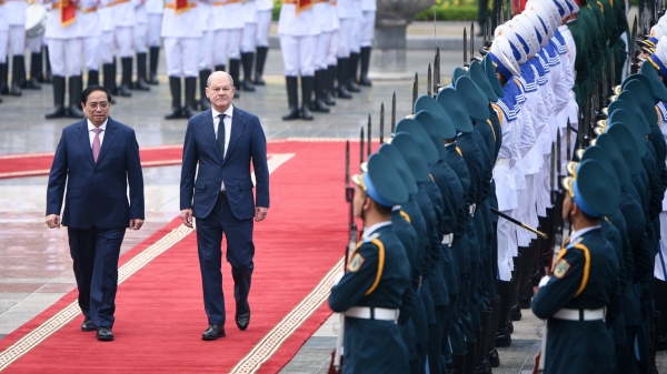 Thủ tướng Phạm Minh Chính chủ trì lễ đón Thủ tướng Đức Olaf Scholz