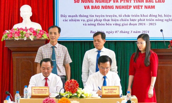 Báo Nông nghiệp Việt Nam và Sở NN-PTNT Bạc Liêu ký hợp tác truyền thông