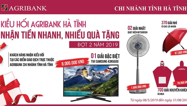 Hơn 1.000 giải thưởng cho khách hàng nhận kiều hối tại Agribank Hà Tĩnh