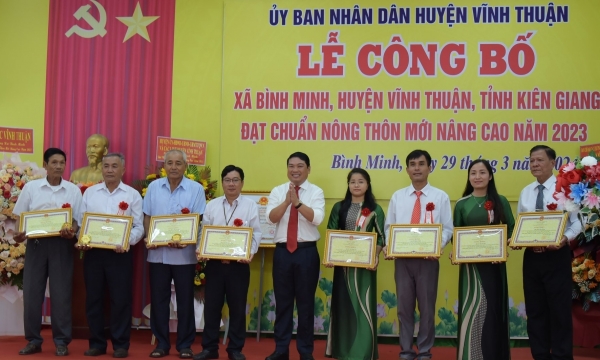 Huyện Vĩnh Thuận có xã nông thôn mới nâng cao đầu tiên
