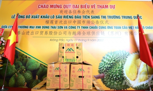 Trung Quốc làm lễ đón lô sầu riêng đầu tiên nhập khẩu chính ngạch từ Việt Nam