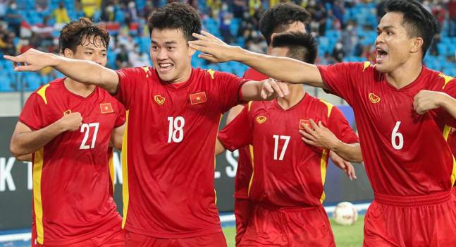 Niềm vui của U23 Việt Nam sau bàn mở tỷ số. Ảnh: VFF.