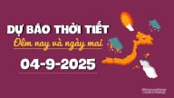 Dự báo thời tiết ngày mai 4/9/2025: Bắc Bộ xuất hiện nắng nóng