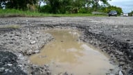 Quốc lộ 61 hư hỏng nặng gây nguy hiểm cho người tham gia giao thông