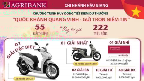 Agribank Hậu Giang: Gửi tiết kiệm, đón Quốc khánh, trúng thưởng lớn