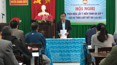 Quảng Điền (Thừa Thiên – Huế): Lấy ý kiến tham gia góp ý vào dự thảo Luật Đất đai (sửa đổi)