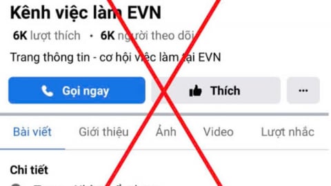 Fanpage tuyển dụng giả mạo thương hiệu Tập đoàn Điện lực Việt Nam