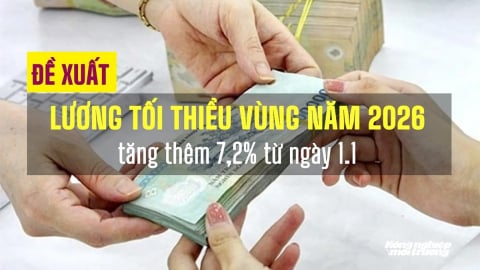 Mức lương tối thiểu vùng năm 2026 dự kiến tăng 7,2%