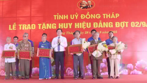 Dịp lễ 2/9, Đồng Tháp trao tặng, truy tặng hơn 1.000 Huy hiệu Đảng
