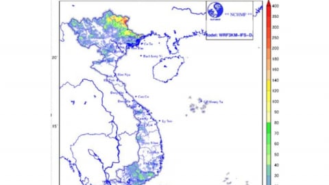 Dự báo vùng núi mưa to về đêm và sáng sớm