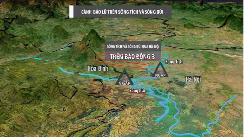 Lũ sông Bùi, sông Tích ở Hà Nội vượt báo động 3