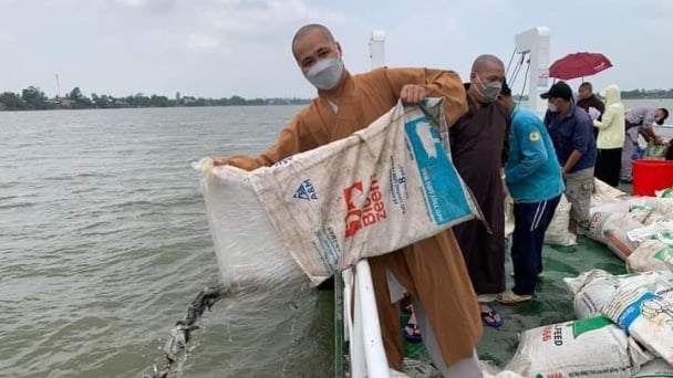 Phóng sinh 1 tấn cá trê về sông Tiền