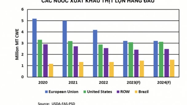 Sản lượng thịt lợn toàn cầu năm 2024 sẽ đạt 115,5 triệu tấn