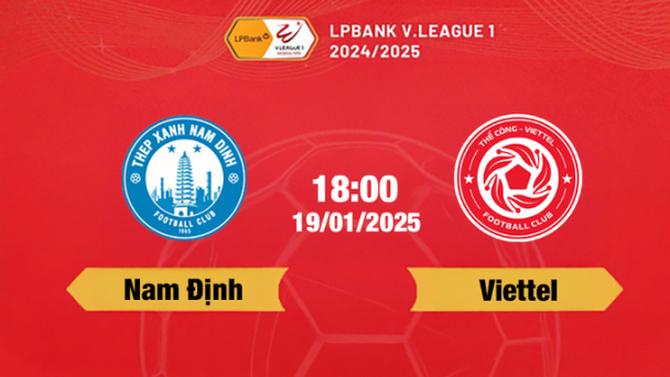 Trực tiếp bóng đá Nam Định vs Viettel, 18h00 hôm nay 19/1/2025