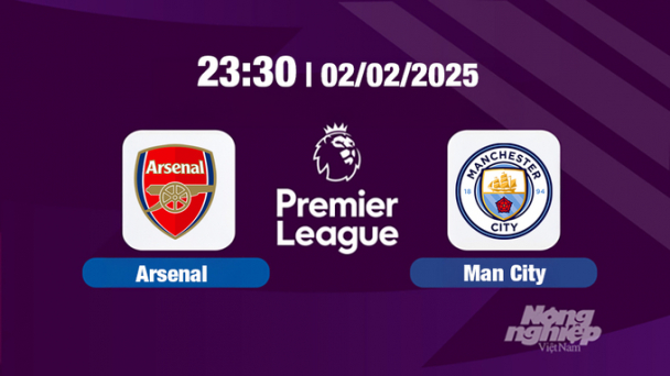 Trực tiếp bóng đá Arsenal vs Man City, Ngoại hạng Anh, 23h30 hôm nay 2/2/2025