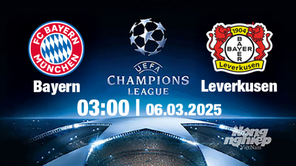 Trực tiếp bóng đá Bayern Munich vs Leverkusen, Cúp C1 Châu Âu, 03h00 ngày 6/3/2025