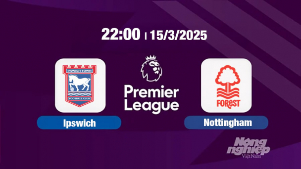 Trực tiếp bóng đá Ipswich vs Nottingham, Ngoại hạng Anh, 22h00 hôm nay 15/3/2025