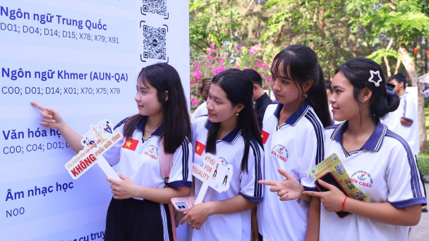 Học sinh THPT ở Vĩnh Long 'săn' ngành hot, trải nghiệm tại Đại học Trà Vinh