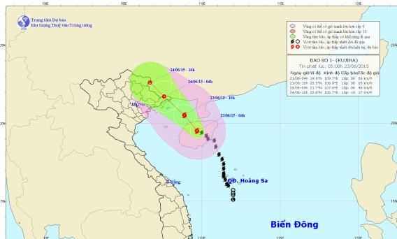 Bão số 1 đang vào Vịnh Bắc Bộ, cách Quảng Ninh khoảng 180km