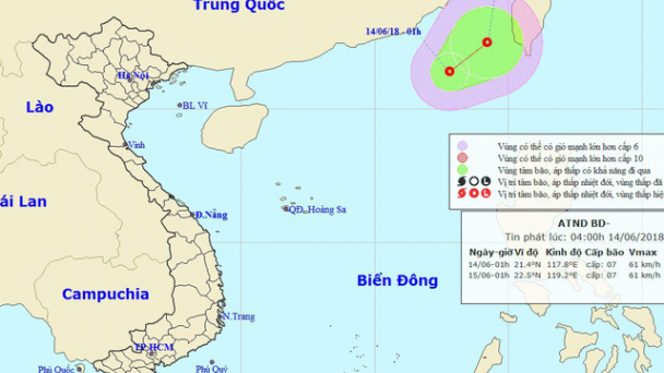 Xuất hiện áp thấp nhiệt đới trên Biển Đông