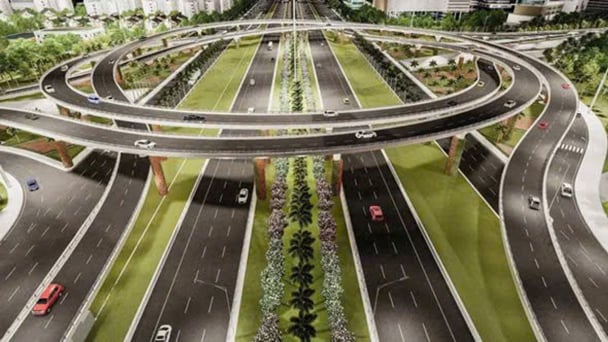 Phân luồng thi công nút giao Đại lộ Thăng Long và đường Vành đai 3,5