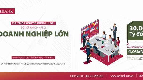 Agribank dành 30.000 tỷ đồng cho khách hàng doanh nghiệp lớn